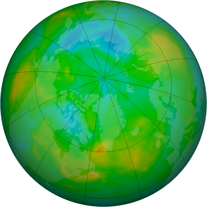 Arctic ozone map for 06 August 1991